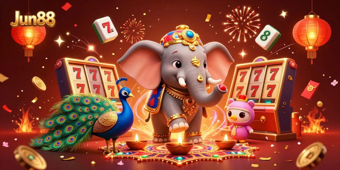 Engage in thrilling gameplay at Jun88, featuring casino slots and vibrant gaming elements.