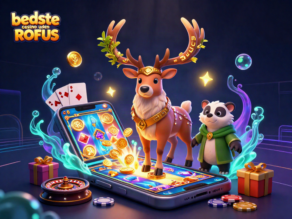 Experience the excitement of bedste casino uden ROFUS with a vibrant, dynamic 3D gaming scene.