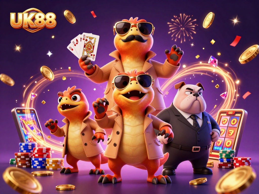 Experience thrilling action at UK88 with raptors sneaking into a casino lounge! Featuring vibrant games and rewards.