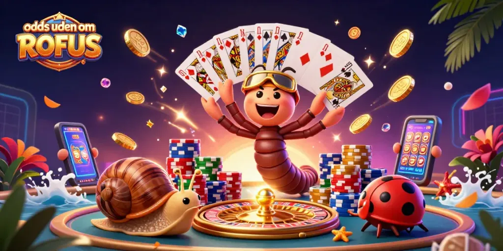 Bet on odds uden om ROFUS with a vibrant 3D casino scene featuring dynamic characters and rich game elements.