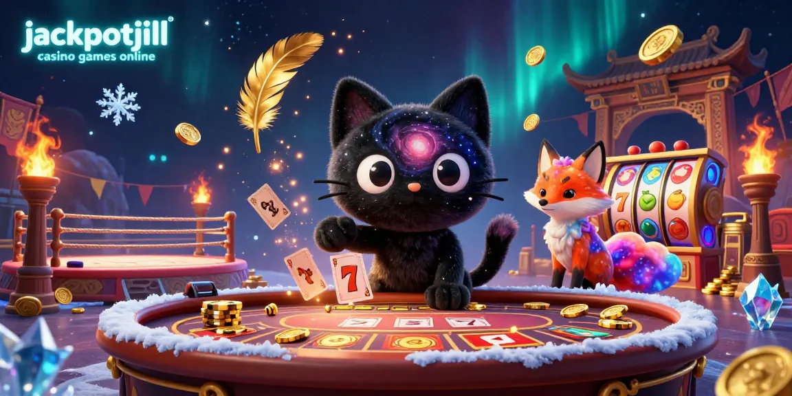 Experience jackpotjill casino games online with a cosmic 3D scene filled with vibrant slots and captivating characters.