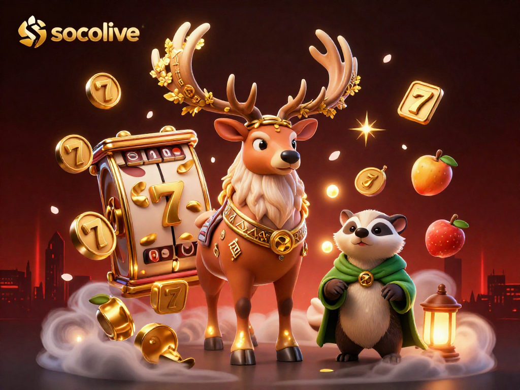 Engage with the vivid world of socolive featuring enchanting characters amidst slot machines and casino elements.