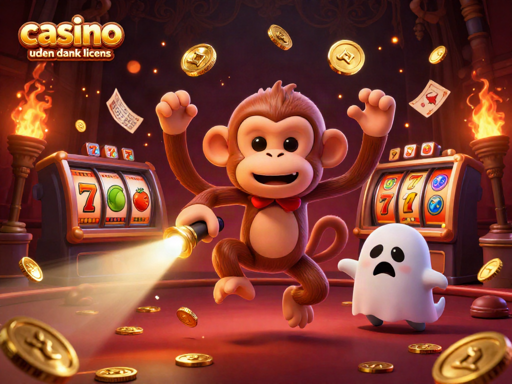 Experience thrilling gameplay at casino uden dansk licens with a lively ghostly scene combining slots and spooky elements.