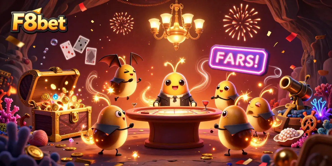Join F8bet's thrilling casino adventure illuminated by glowing characters and dynamic game elements.
