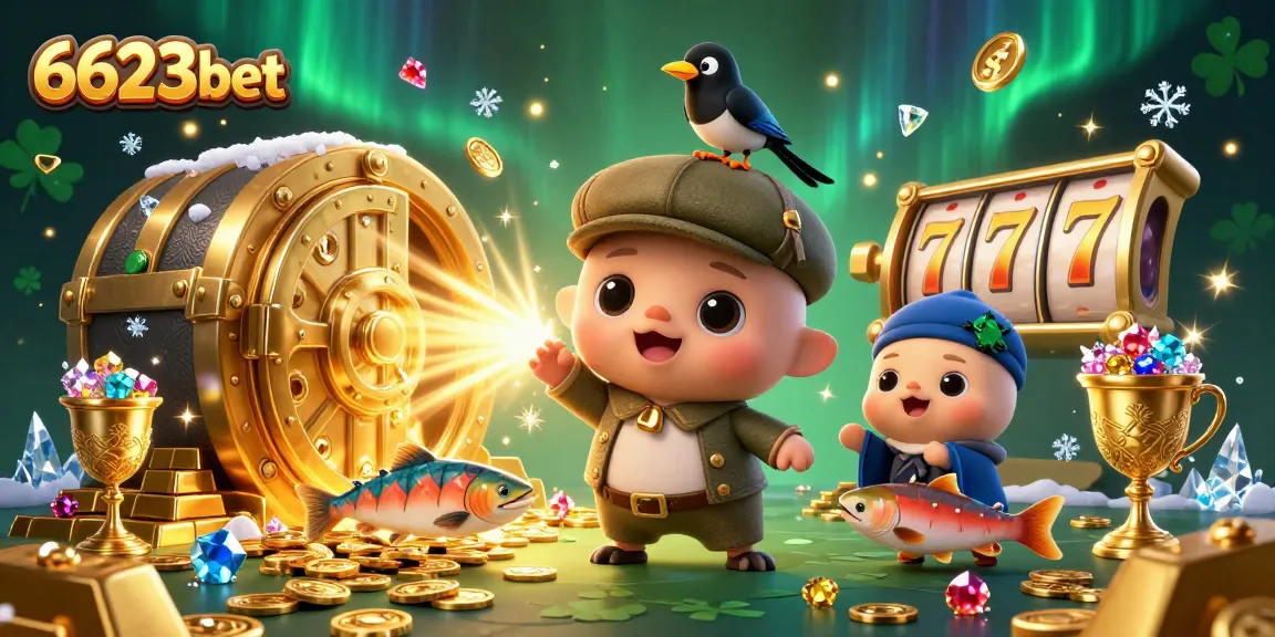 Enjoy thrilling spins with 6623bet's jackpot slots in this vibrant casino illustration.