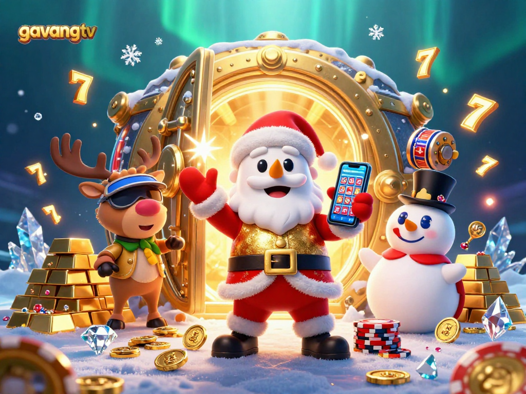Engage in thrilling slots at gavangtv with Santa, snowman, and reindeer in action.